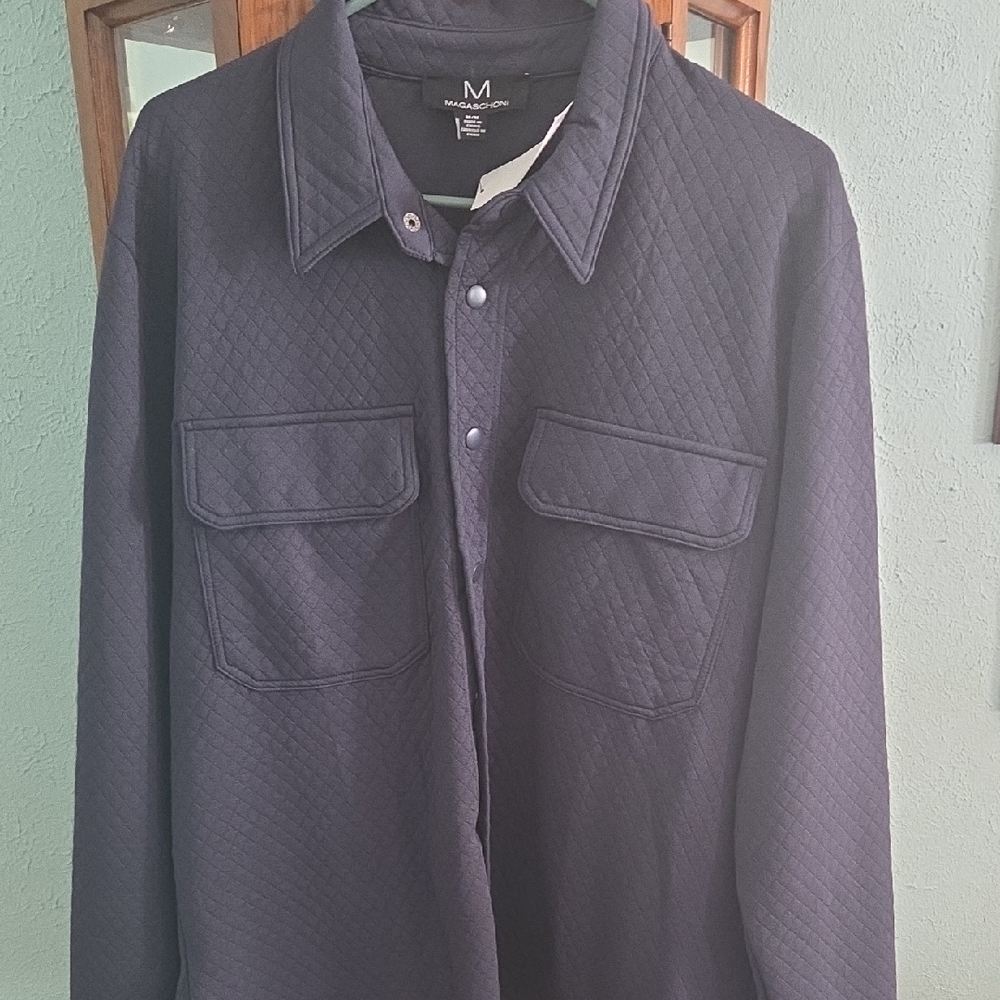 Magaschoni Dark Blue Quilted Shirt Jacket